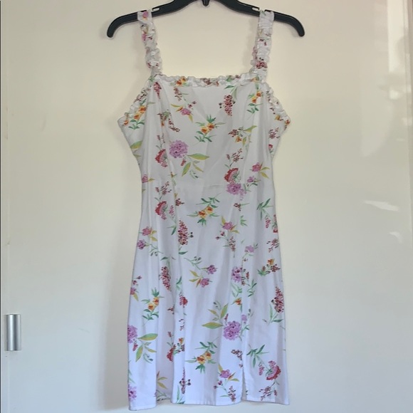 LA Hearts Linen Ruffle White Floral Spring Mini Dress - Picture 2 of 11